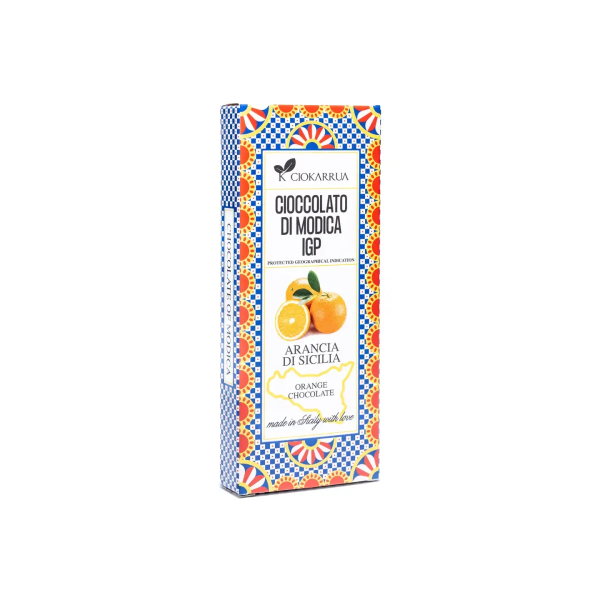Ciokarrua, Modica chocolate IGP Sicilian Orange 2.82oz (80 g) - Image 1