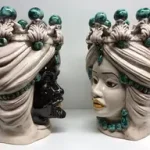 Moor's Head - Teste di Moro, white and green - 12" couple