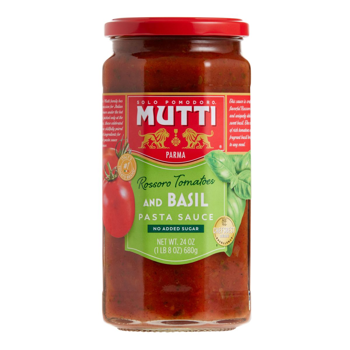 Mutti, Tomato & Basil Pasta Sauce - 24 oz (680 g) - Image 1