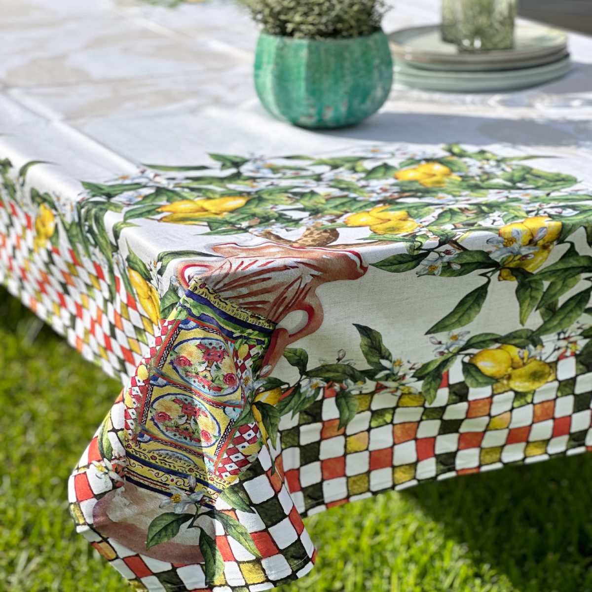 Sicilian Lemons Tablecloth with clutch - 60"x120" - Image 2