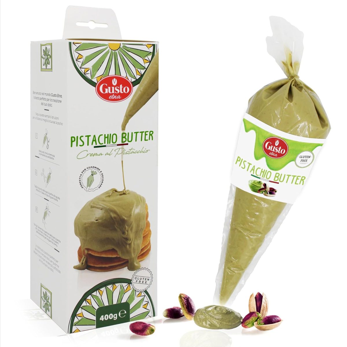 Gusto Etna, Pistachio Butter Squeeze Pouch - 400 g (14.1 Oz) - Image 1