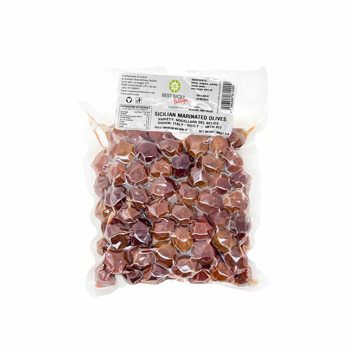 Real Sicilian Marinated Cracked Olives - 17.6oz (500 g) - Image 1