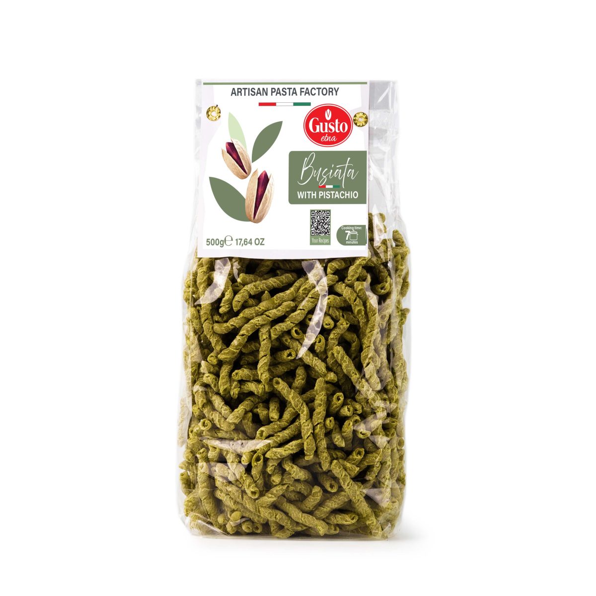 Gusto Etna, Artisan Busiate with Pistachio - 17.64 oz (500 g) - Image 1