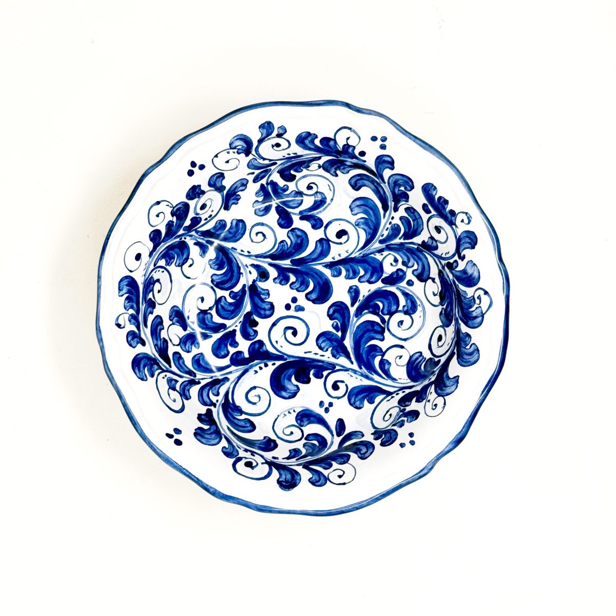 Hand-Painted Scalloped Blue Bowl, Sicilian Ceramic – 19 cm (7.5”) - Image 1