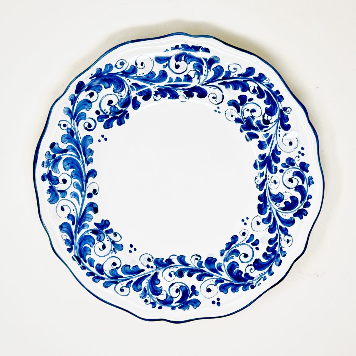 Hand-Painted Scalloped Blue Plate, Sicilian Ceramic – 25 cm (10”) - Image 1