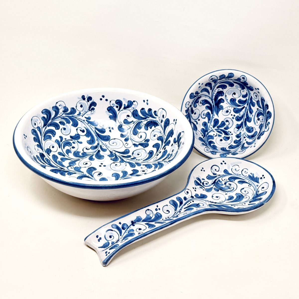 Hand-Painted Ceramic Spoon Rest - Blue Maiolica - Image 2