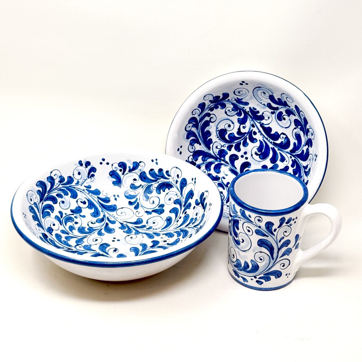 Hand-Painted Ceramic Mug, Blue Maiolica – 11oz (325ml) - Image 2