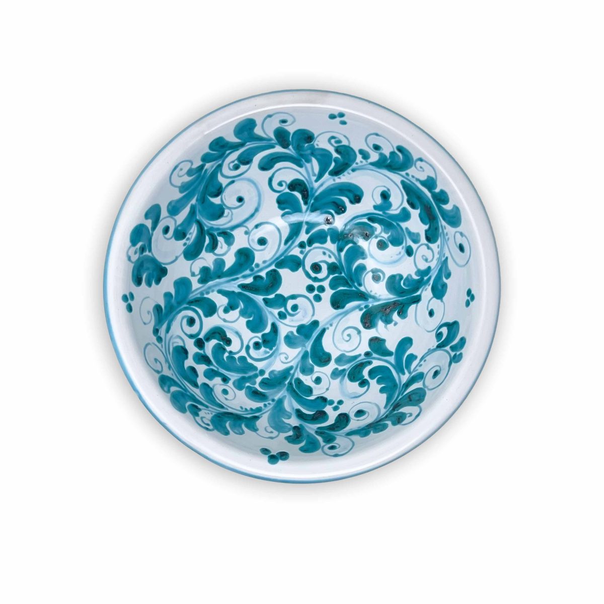 Hand-Painted Ceramic Green Bowl, Medium - 20 cm (7.87 inch) - Image 2