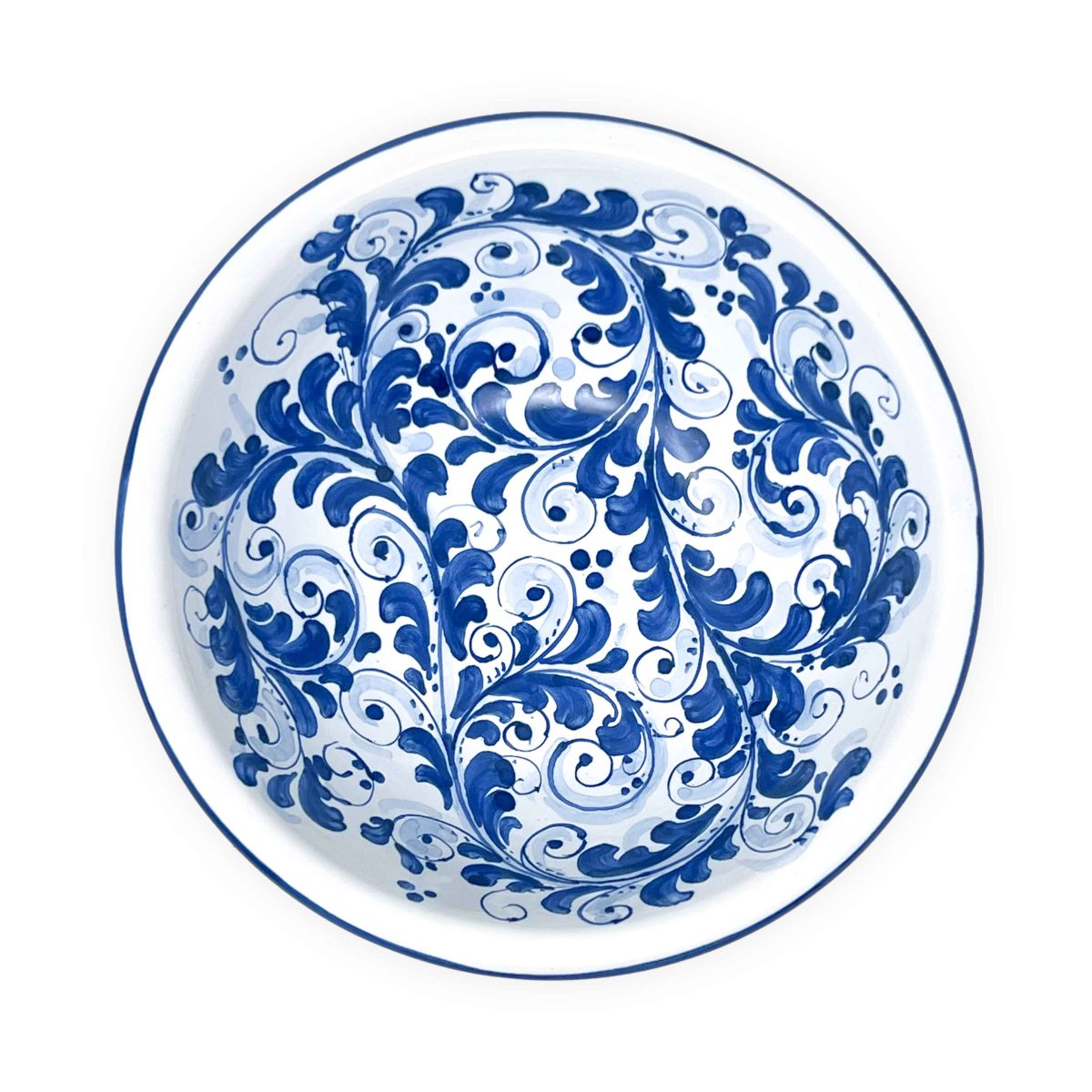Hand-Painted Ceramic Blue Bowl, Medium - 20 cm (7.87 inch) - Image 2