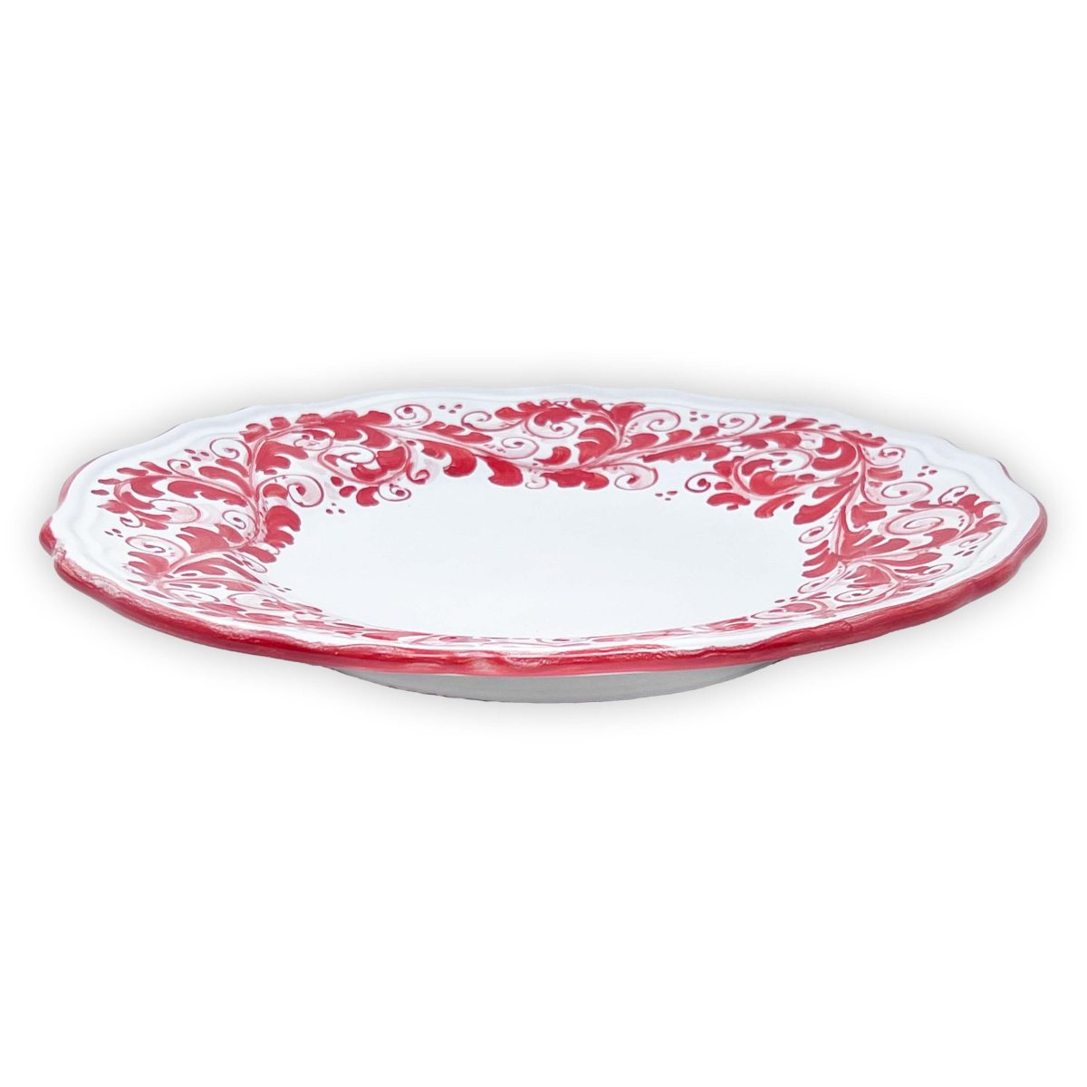 Hand-Painted Scalloped Red Plate, Sicilian Ceramic – 25 cm (10”) - Image 2