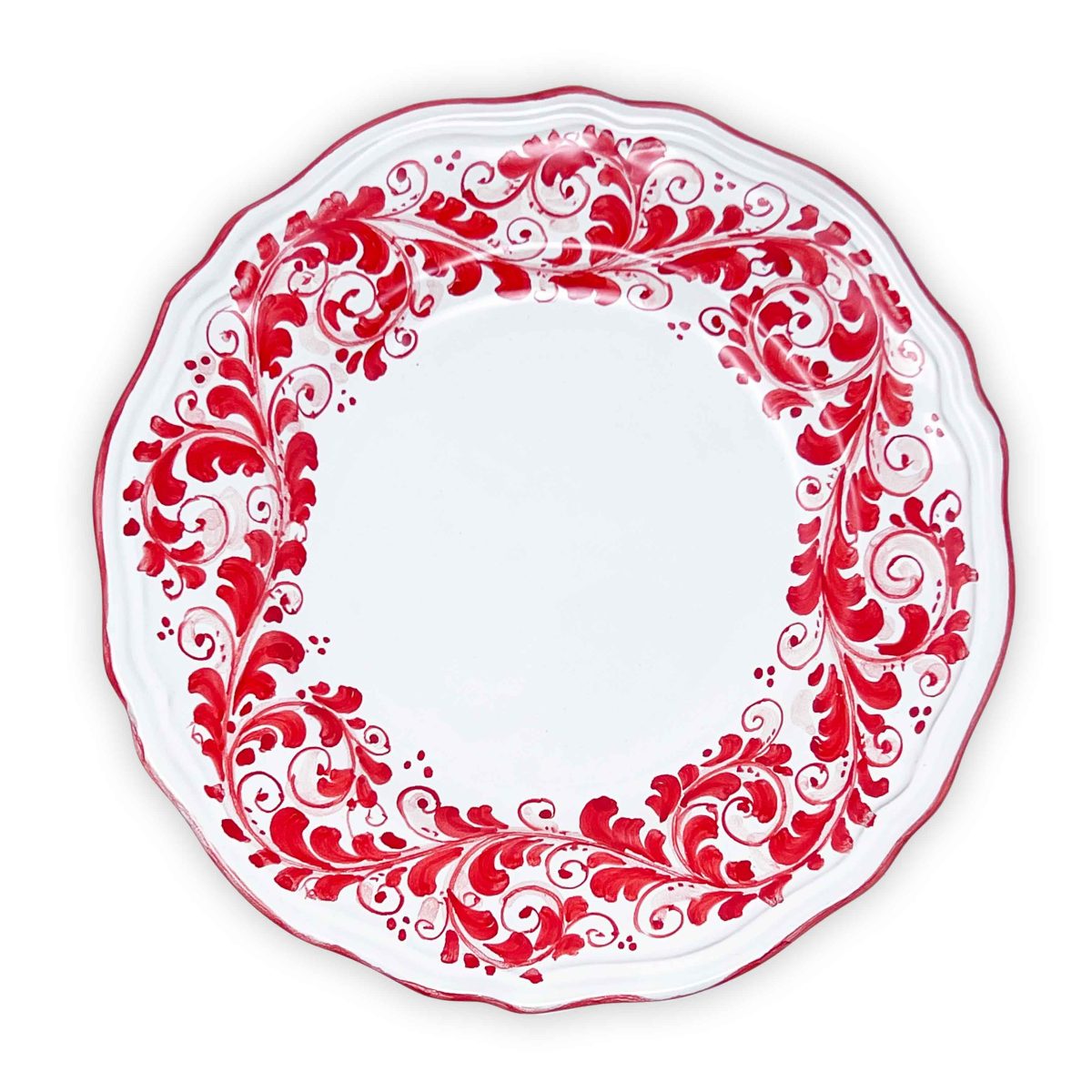 Hand-Painted Scalloped Red Plate, Sicilian Ceramic – 25 cm (10”) - Image 1