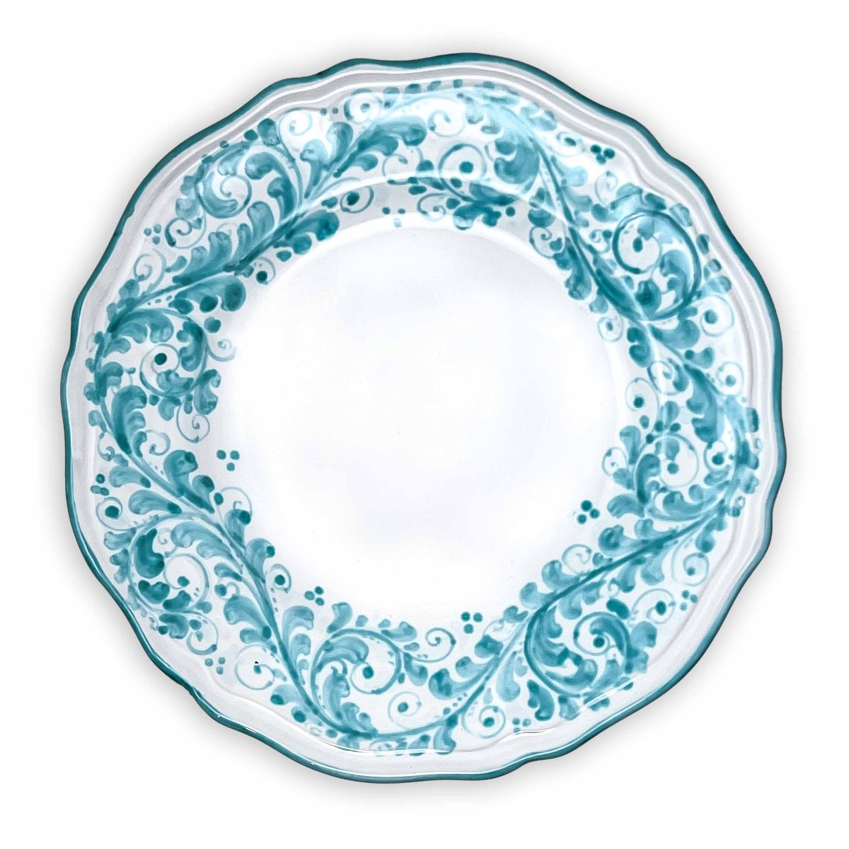 Hand-Painted Scalloped Green Plate, Sicilian Ceramic – 25 cm (10”) - Image 1