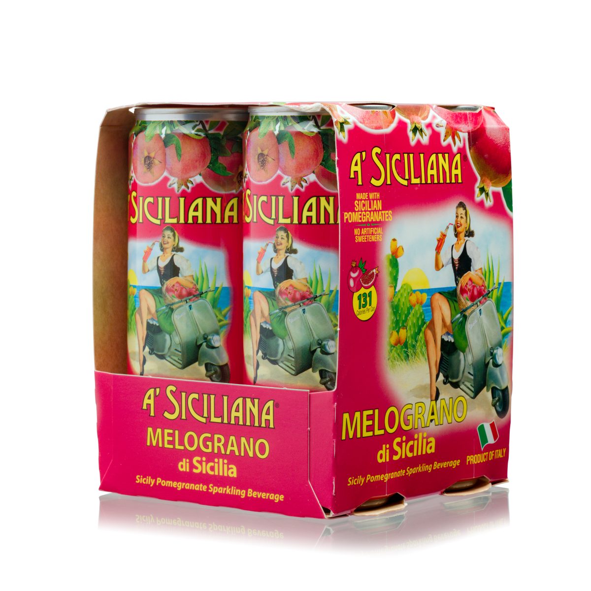 Sicilian Pomegranate Soda, A' Siciliana -  4 x 330mL (11.5oz) - Image 1