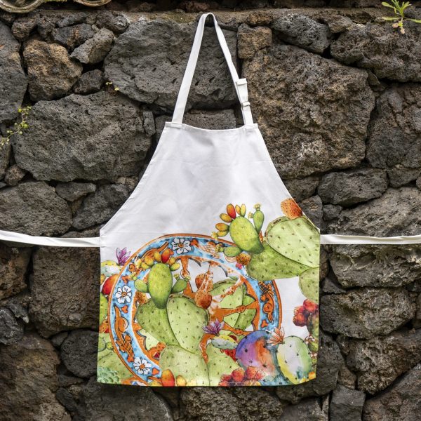 Kitchen Apron – Prickly Pear & Sicilian Cart Wheel