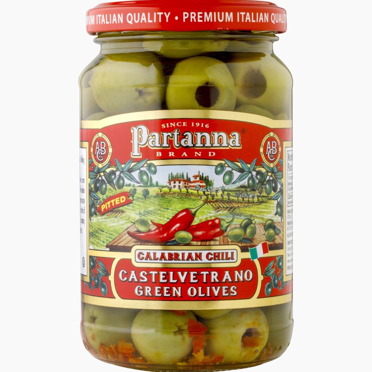 Partanna Calabrian Chili Pitted Castelvetrano Green Olives - 6.3 oz (180 g)