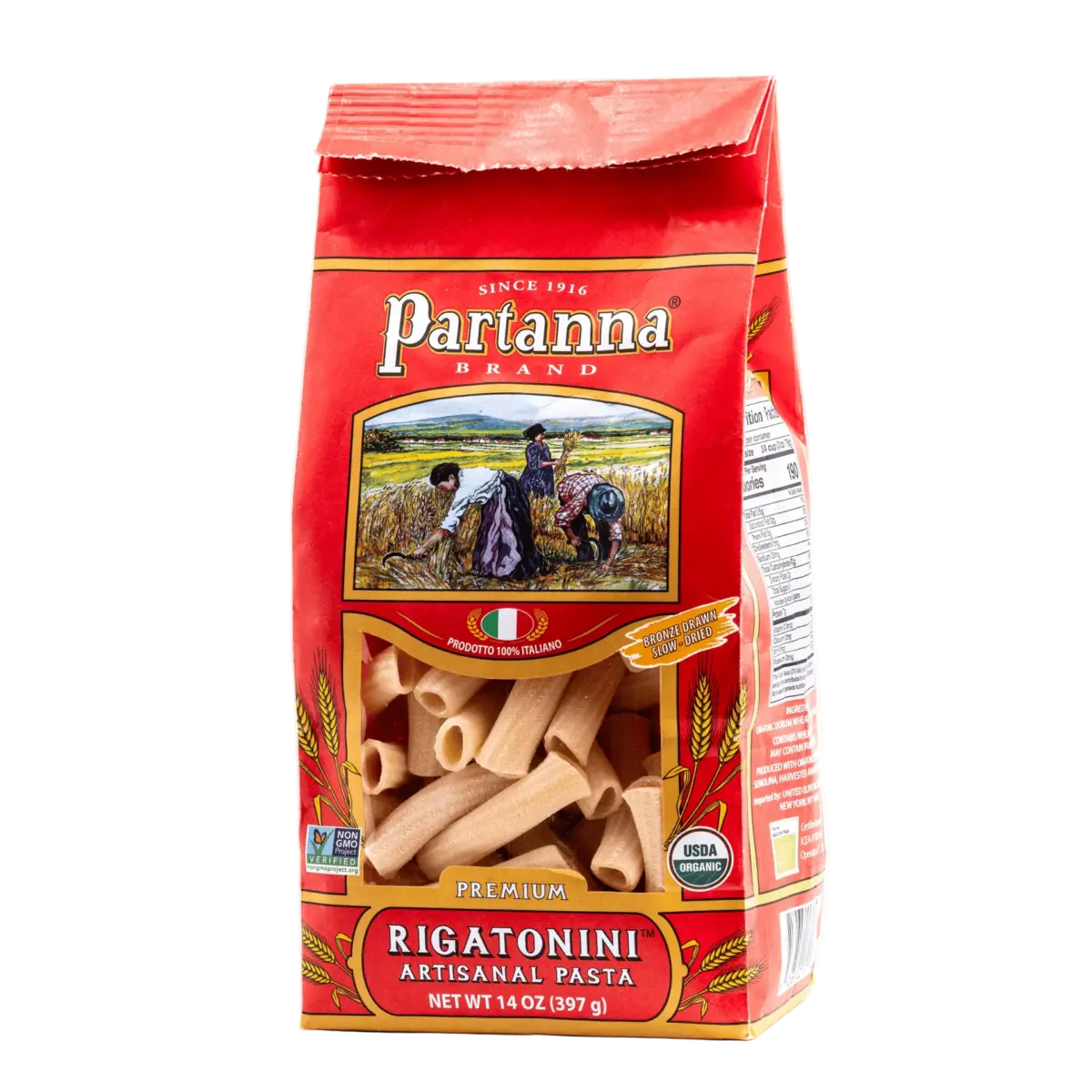 Partanna Artisanal Rigatonini Pasta – 1 Lb (454 g)